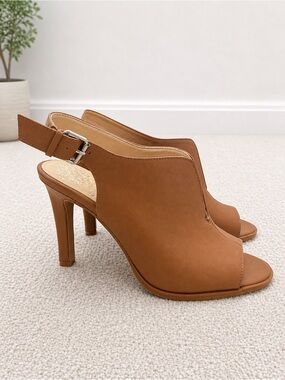 Vince Camuto Women's Tan Open-Toe Slingback High Heels Size 8